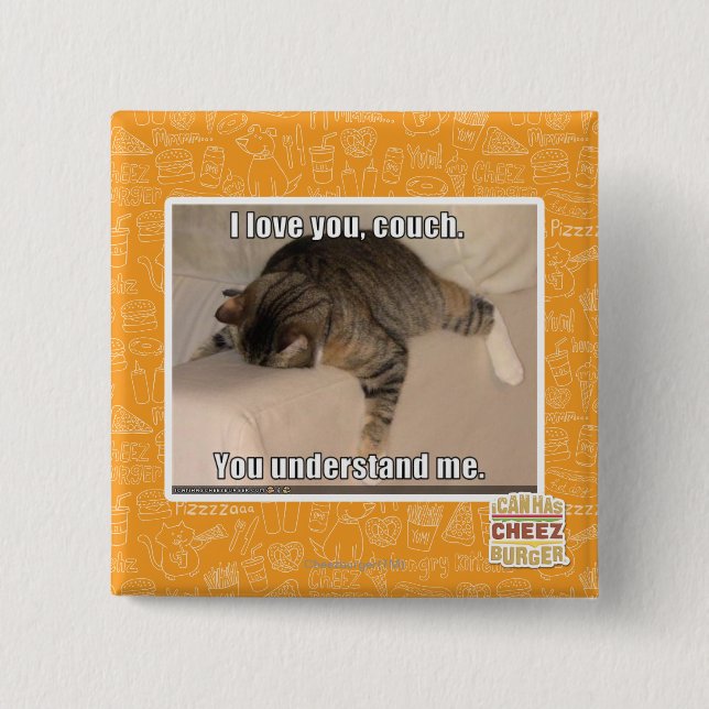 I love you, couch. 2 inch square button (Front)
