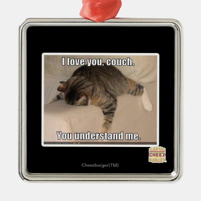 I love you, couch. metal ornament (Front)