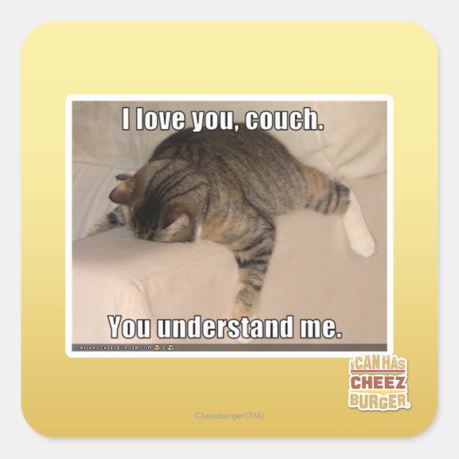 I love you, couch. square sticker (Front)