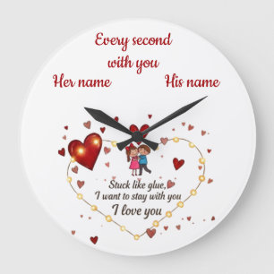 I love you Couple Aesthetic Personalized Large Clock
