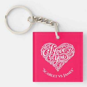 I Love You Custom Name Keychain