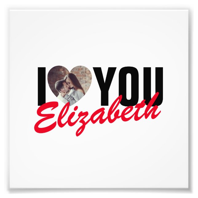 I Love You Custom Photo Heart and Name Print (Front)