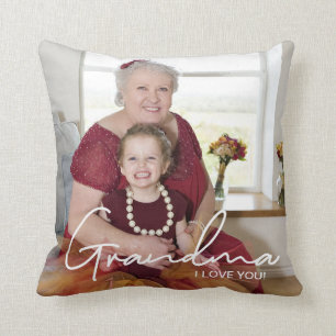 I love You Custom Photo Personalized Grandma Throw Pillow