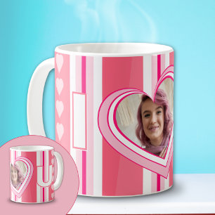 "I Love You" Custom Valentine Day Stripes Coffee Mug