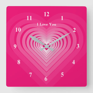 I Love You - Customizable - Romantic Square Wall Clock