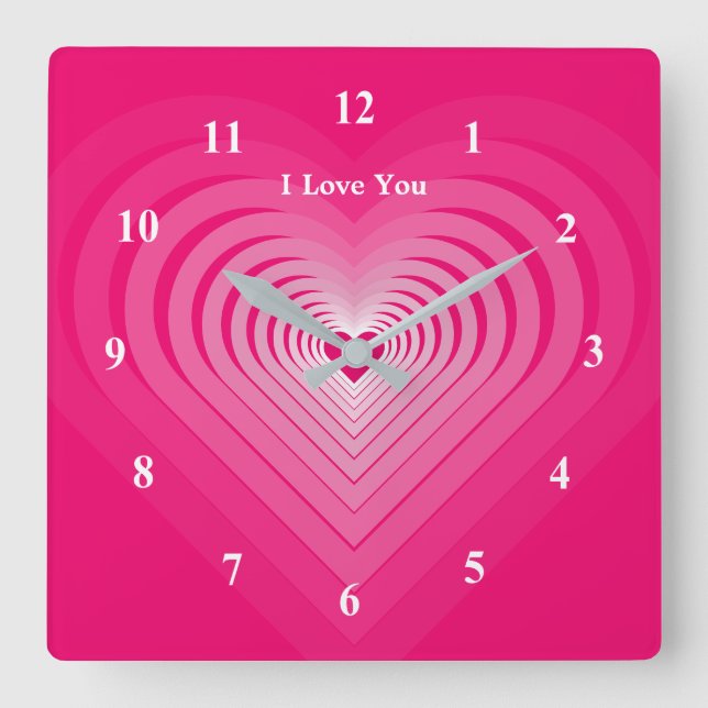 I Love You - Customizable - Romantic Square Wall Clock (Front)