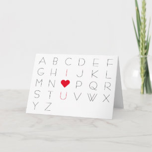 I Love You Cute ABCD Heart for Kids Valentines Day Card