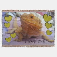 I LOVE YOU Cute Bearded Dragon and Hearts