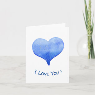 I Love You Cute Blue Heart Valentine Invitation