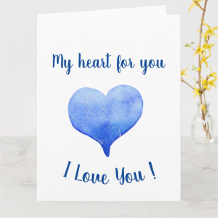 I Love You Cute Blue Heart Valentine's Day Card