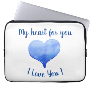 I Love You Cute Blue Heart Valentine's Day     Laptop Sleeve