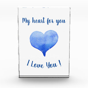 I Love You Cute Blue Heart Valentine's Day Photo Block