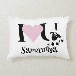 I love You Cute Cartoon Sheep Accent Pillow