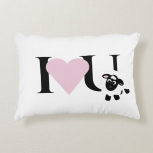 I love You Cute Cartoon Sheep Accent Pillow