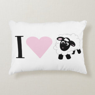 I love You Cute Cartoon Sheep Accent Pillow