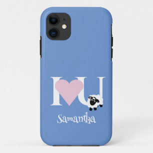I love You Cute Cartoon Sheep Blue iPhone 11 Case