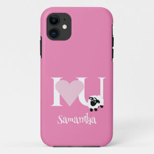 I love You Cute Cartoon Sheep Pink iPhone 11 Case
