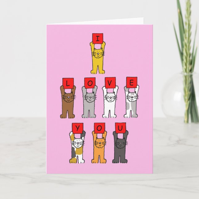  I Love You Cute Cats Holiday Card (Front)