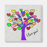 I love you Cute Colourful Love Hearts Purple Tree