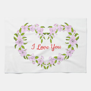 I love  you  Cute flowers Kitchen Towel