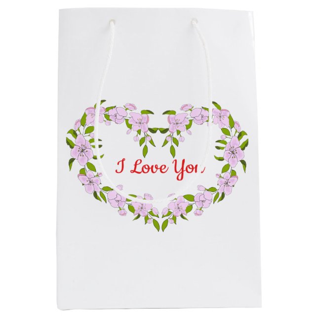 I love  you  Cute flowers Medium Gift Bag (Front)