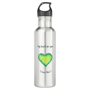 I Love You Cute Green and Blue Heart Birthday     710 Ml Water Bottle