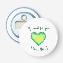 I Love You Cute Green and Blue Heart Birthday