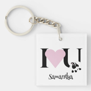 I love You Cute Name Cartoon Sheep Keychain