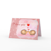 I LOVE YOU cute pink kiss hegdehogs valentine