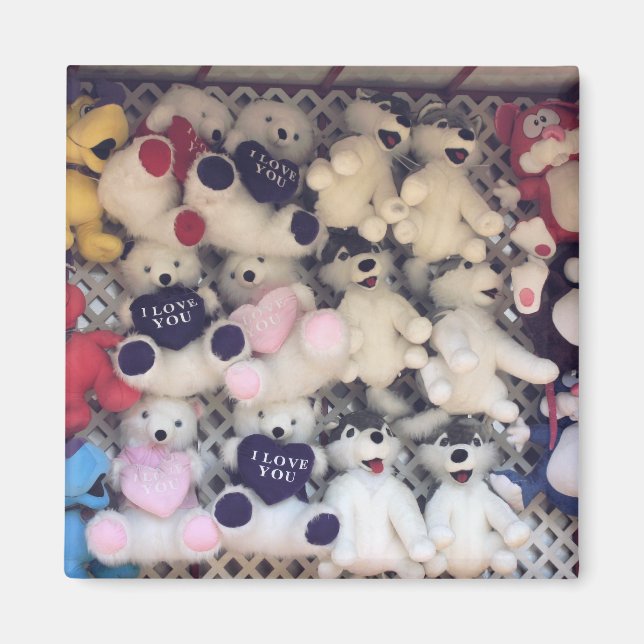 I Love You Cute Plush Bears Magnet (Front)