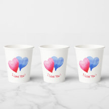 I Love You Cute Red  and Blue Heart Birthday