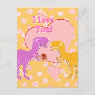 I love You Cute T-Rex Dinosaurs Postcard