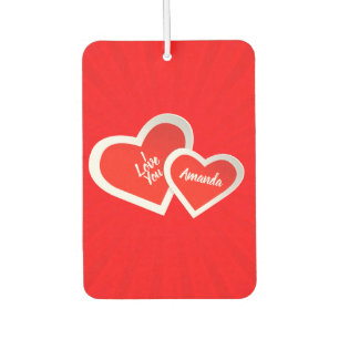 “I Love You” Cute Valentine Hearts .. Personalized Air Freshener