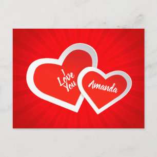 “I Love You” Cute Valentine Hearts .. Personalized Postcard