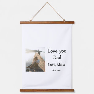 I love you dad father's day elegant add photo text hanging tapestry