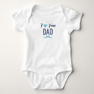 I Love You Dad Moustache Cute Adorable Son Baby Bodysuit
