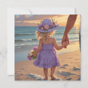 I love you Daddy girl in Lilac dress with Dad Holiday Card
