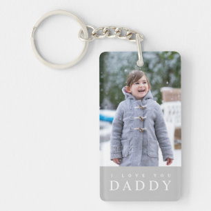 I Love You Daddy Modern Grey 2 Photo Keychain