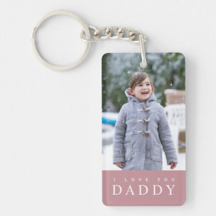 I Love You Daddy Modern Pink Kids 2 Photo Keychain