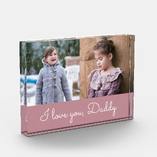 I Love You Daddy / Pink 2 Photo Collage Block