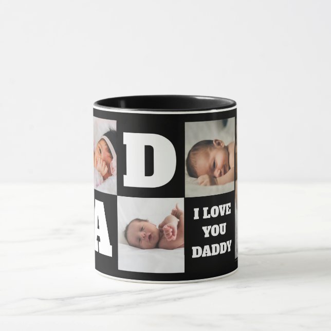 I Love You Daddy Quote Dad Photo Collage Mug (Center)