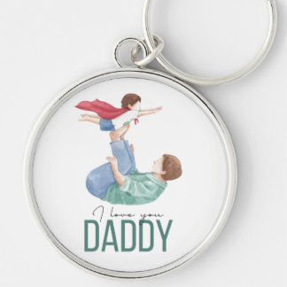 I Love You Daddy Superhero Father and Child Keycha Keychain
