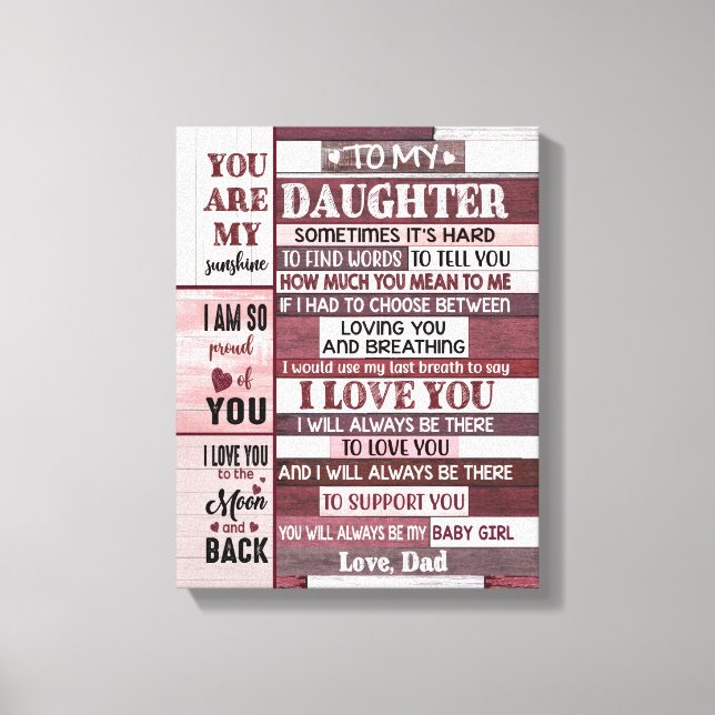 I Love You- Daughter's Gift Canvas Print (Front)