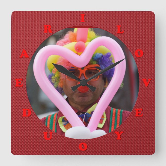 i love you dear square wall clock (Front)