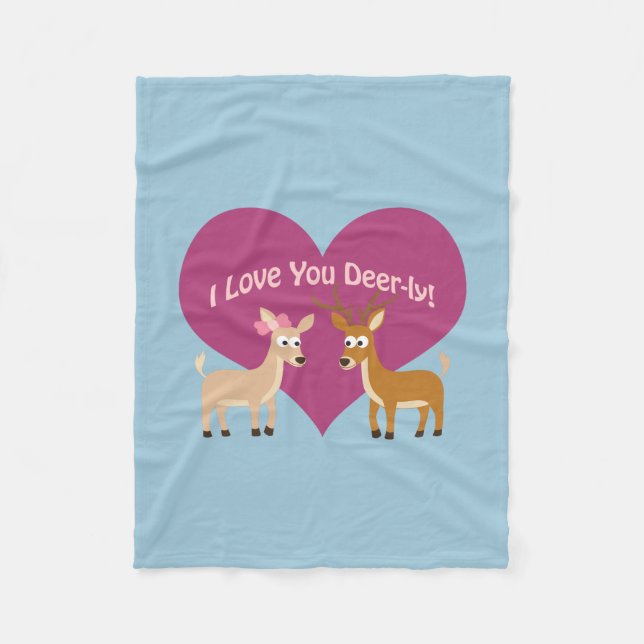 I Love You Deer-ly! Fleece Blanket (Front)