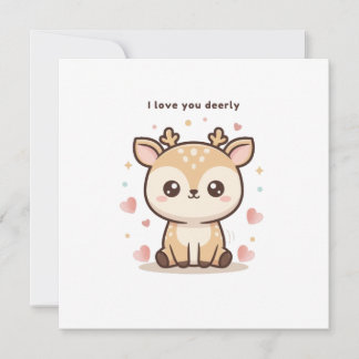 I Love You Deerly Cute Puchi Dōshi Deer Christma Card