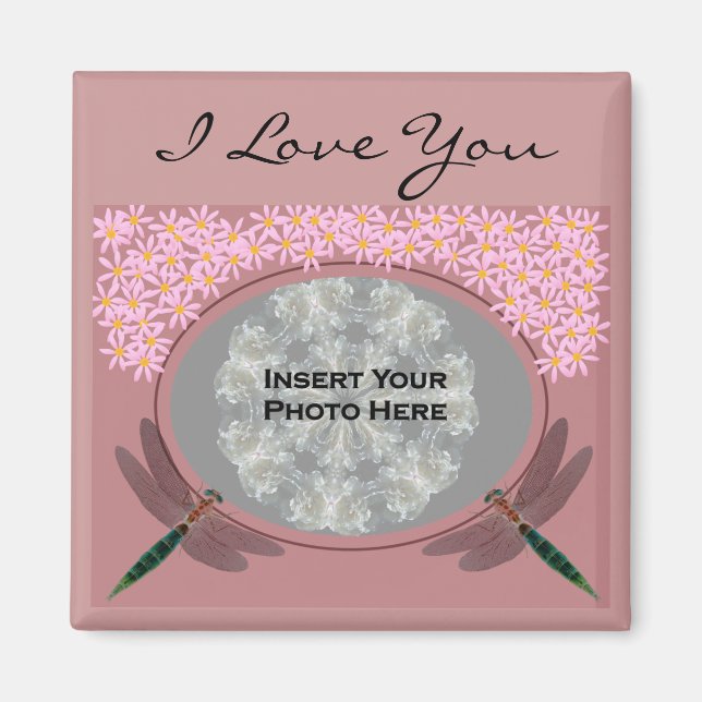 I Love You Dragonfly Customizable Photo Magnet (Front)