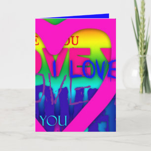 I Love You Electric Colours Pop Art V2 Greeting C Holiday Card