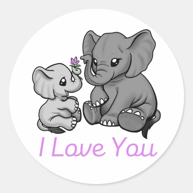 I love you- elephant sticker (Front)
