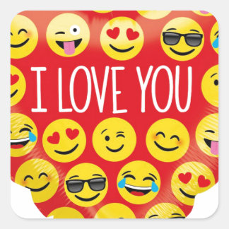 I love you emoji heart square sticker